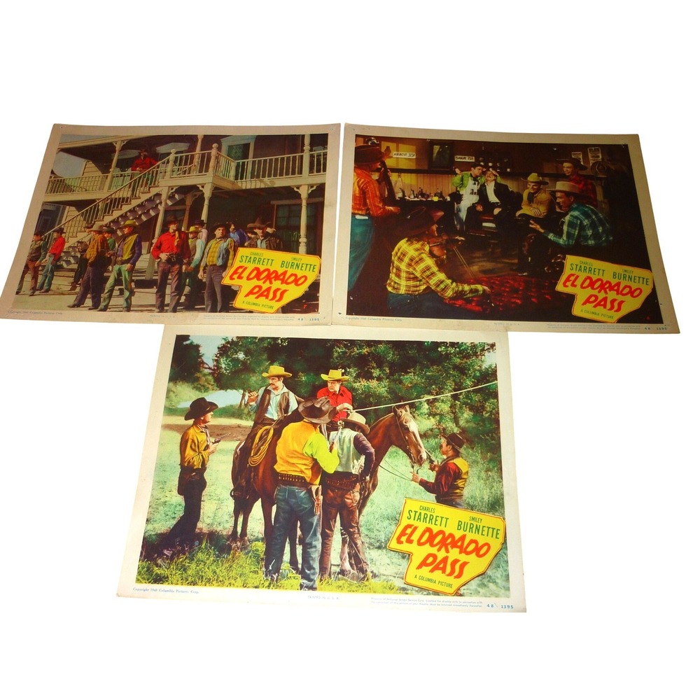 Lot of 3 1948‎ El Dorado Pass Lobby Cards Charles Starrett Durango Kid Western